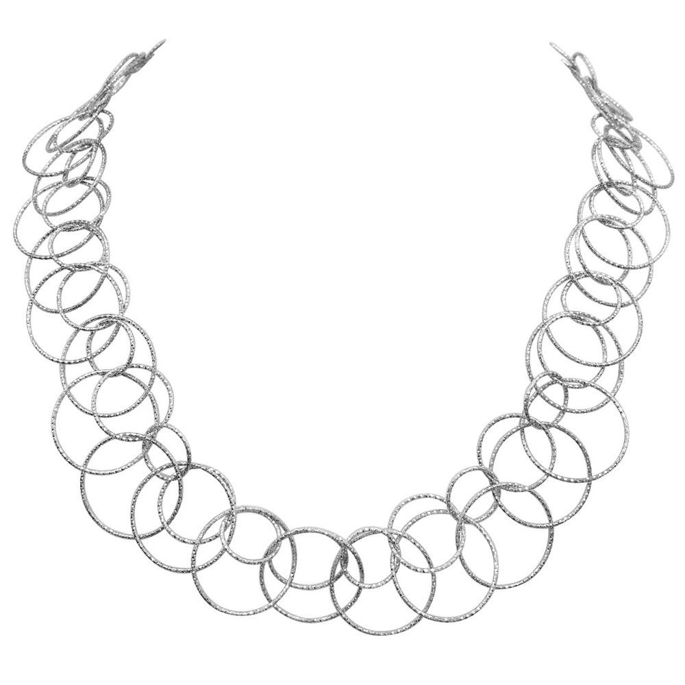 Thin Circles Lightweight Simple Rings Silver Tone Necklace